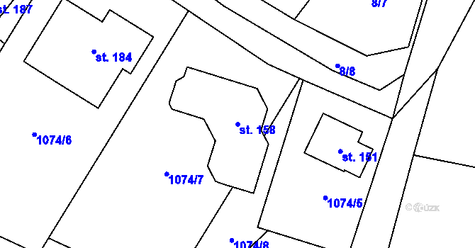Parcela st. 158 v KÚ Děbolín, Katastrální mapa