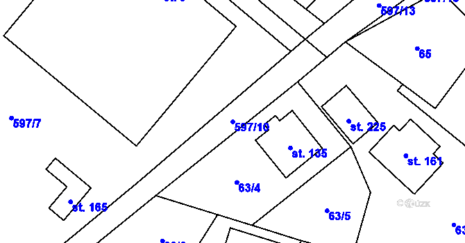 Parcela st. 597/10 v KÚ Děbolín, Katastrální mapa