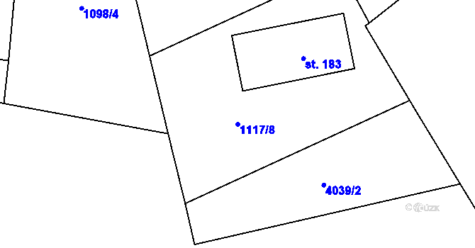 Parcela st. 1117/8 v KÚ Děbolín, Katastrální mapa