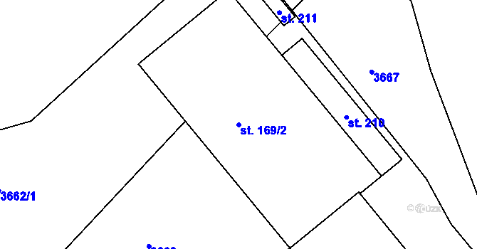 Parcela st. 169/2 v KÚ Děbolín, Katastrální mapa