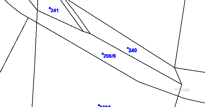 Parcela st. 206/9 v KÚ Děbolín, Katastrální mapa
