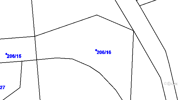 Parcela st. 206/16 v KÚ Děbolín, Katastrální mapa