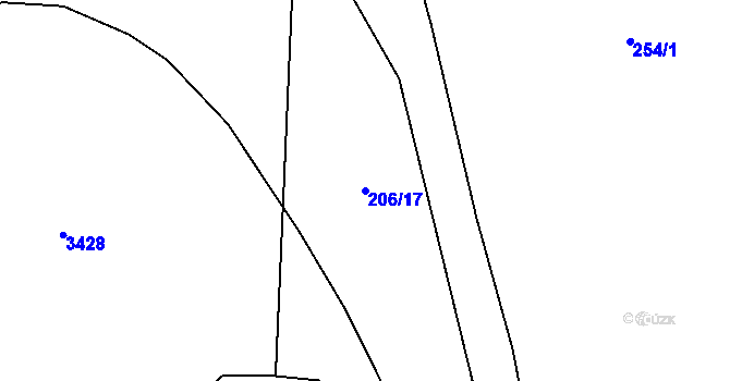 Parcela st. 206/17 v KÚ Děbolín, Katastrální mapa