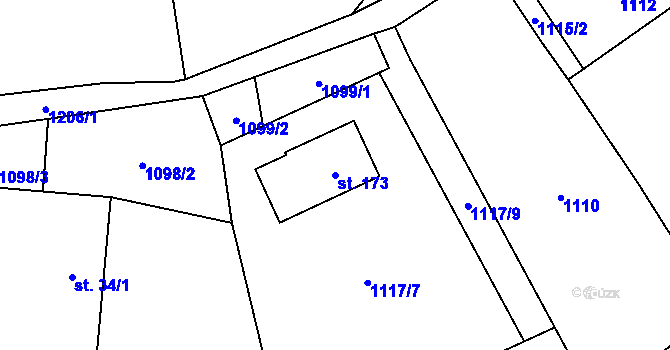 Parcela st. 173 v KÚ Děbolín, Katastrální mapa