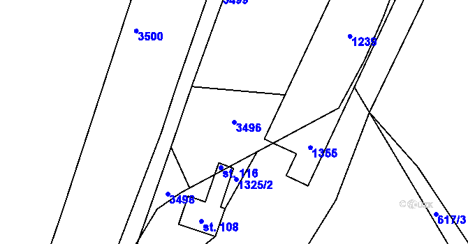 Parcela st. 3496 v KÚ Děbolín, Katastrální mapa