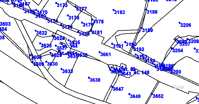 Parcela st. 3661 v KÚ Děbolín, Katastrální mapa