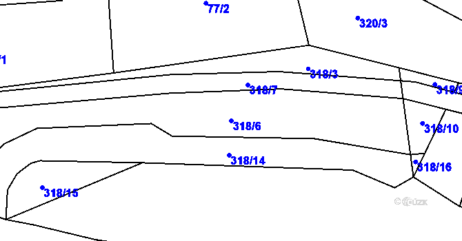 Parcela st. 318/6 v KÚ Děbolín, Katastrální mapa