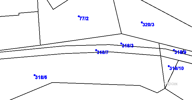 Parcela st. 318/7 v KÚ Děbolín, Katastrální mapa