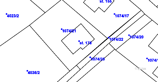 Parcela st. 178 v KÚ Děbolín, Katastrální mapa