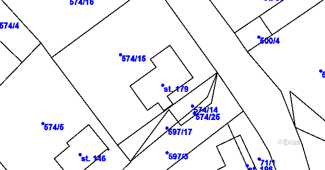 Parcela st. 179 v KÚ Děbolín, Katastrální mapa