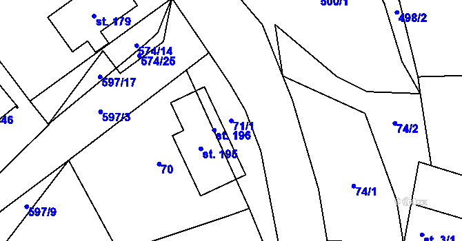 Parcela st. 71/1 v KÚ Děbolín, Katastrální mapa