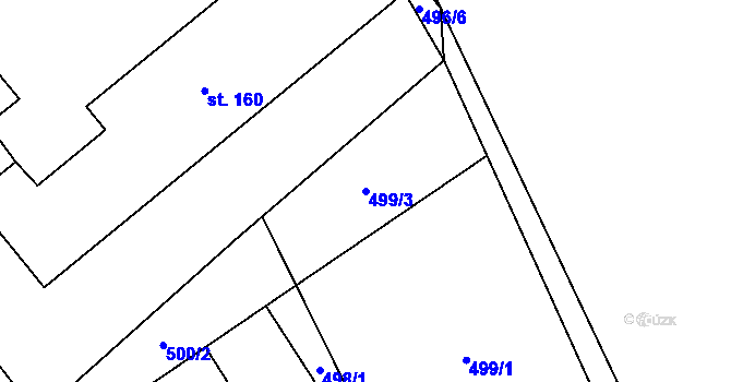 Parcela st. 499/3 v KÚ Děbolín, Katastrální mapa