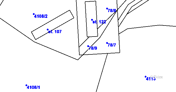 Parcela st. 78/9 v KÚ Děbolín, Katastrální mapa