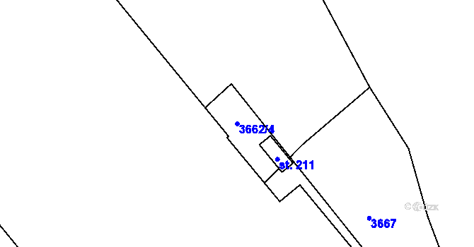 Parcela st. 3662/4 v KÚ Děbolín, Katastrální mapa