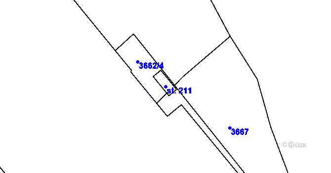 Parcela st. 211 v KÚ Děbolín, Katastrální mapa