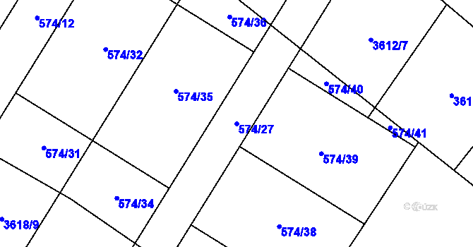 Parcela st. 574/27 v KÚ Děbolín, Katastrální mapa
