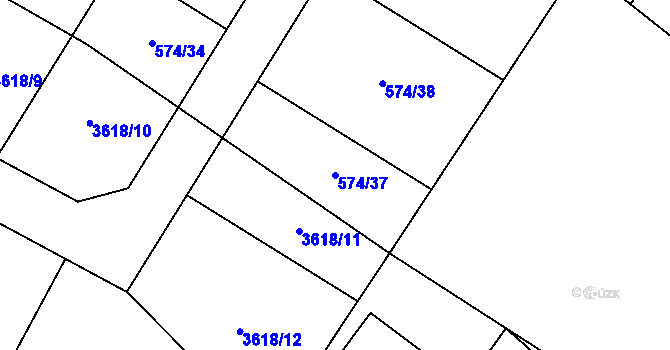Parcela st. 574/37 v KÚ Děbolín, Katastrální mapa