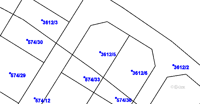 Parcela st. 3612/5 v KÚ Děbolín, Katastrální mapa