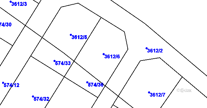 Parcela st. 3612/6 v KÚ Děbolín, Katastrální mapa