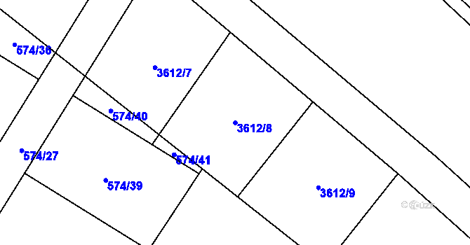 Parcela st. 3612/8 v KÚ Děbolín, Katastrální mapa