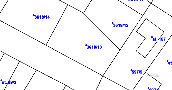 Parcela st. 3618/13 v KÚ Děbolín, Katastrální mapa