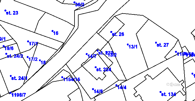 Parcela st. 223 v KÚ Děbolín, Katastrální mapa