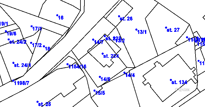 Parcela st. 224 v KÚ Děbolín, Katastrální mapa