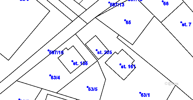 Parcela st. 225 v KÚ Děbolín, Katastrální mapa