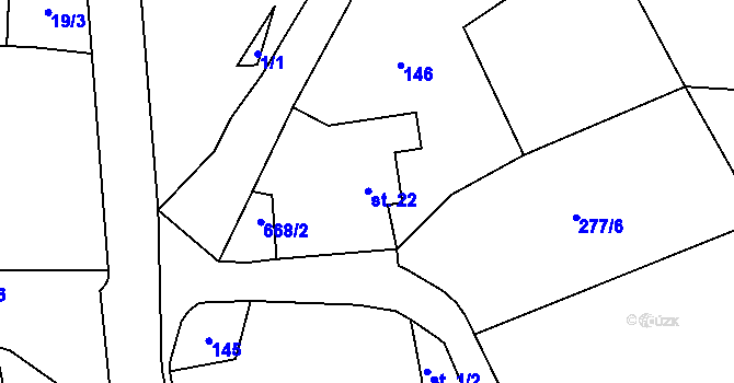 Parcela st. 22 v KÚ Matná, Katastrální mapa