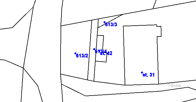 Parcela st. 42 v KÚ Matná, Katastrální mapa