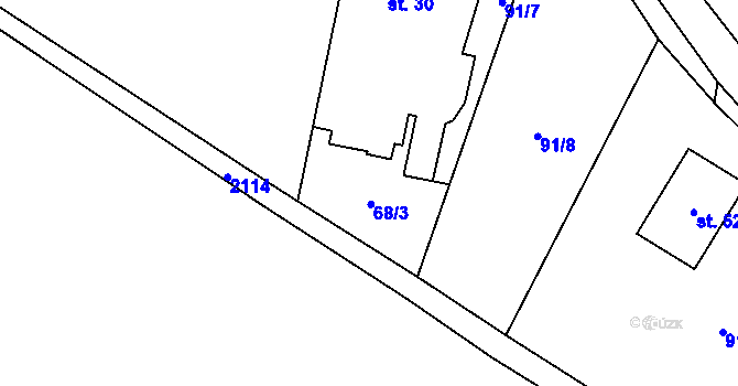 Parcela st. 68/3 v KÚ Matná, Katastrální mapa