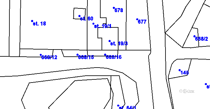 Parcela st. 668/16 v KÚ Matná, Katastrální mapa