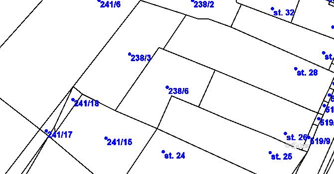 Parcela st. 238/6 v KÚ Děčany, Katastrální mapa
