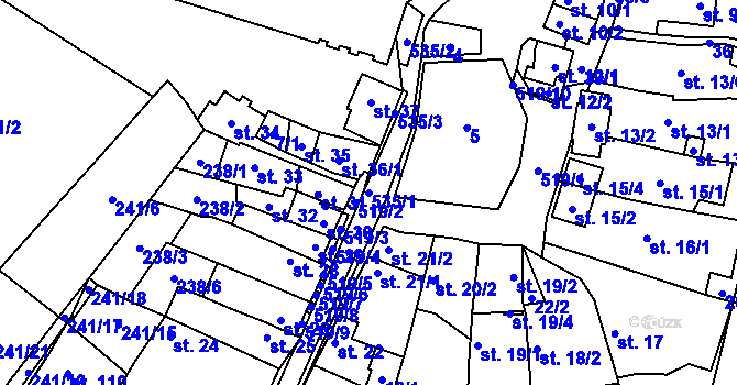 Parcela st. 535/1 v KÚ Děčany, Katastrální mapa