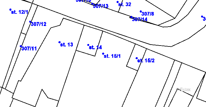 Parcela st. 15/1 v KÚ Lukohořany, Katastrální mapa