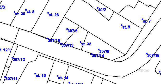 Parcela st. 32 v KÚ Lukohořany, Katastrální mapa