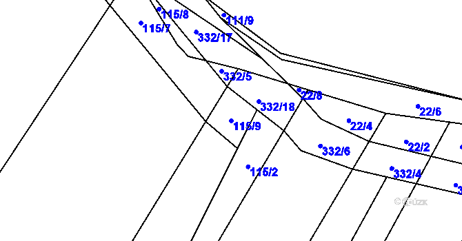 Parcela st. 115/9 v KÚ Lukohořany, Katastrální mapa