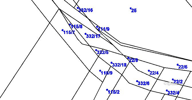 Parcela st. 332/5 v KÚ Lukohořany, Katastrální mapa