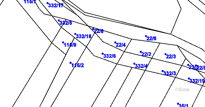 Parcela st. 332/6 v KÚ Lukohořany, Katastrální mapa