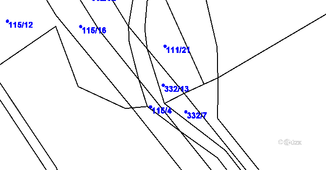 Parcela st. 332/13 v KÚ Lukohořany, Katastrální mapa