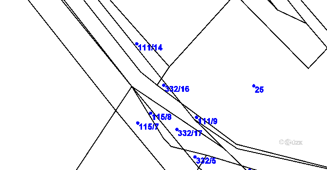 Parcela st. 332/16 v KÚ Lukohořany, Katastrální mapa