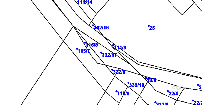 Parcela st. 332/17 v KÚ Lukohořany, Katastrální mapa