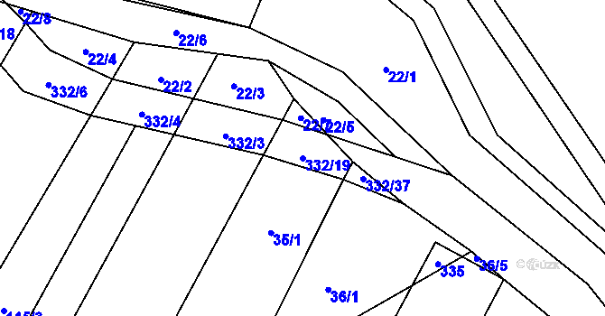 Parcela st. 332/19 v KÚ Lukohořany, Katastrální mapa