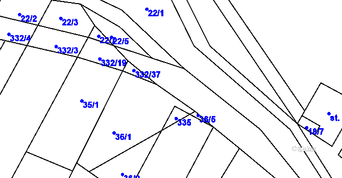 Parcela st. 332/20 v KÚ Lukohořany, Katastrální mapa
