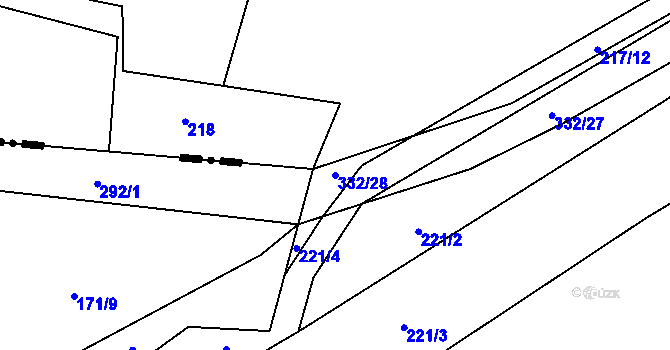 Parcela st. 332/28 v KÚ Lukohořany, Katastrální mapa