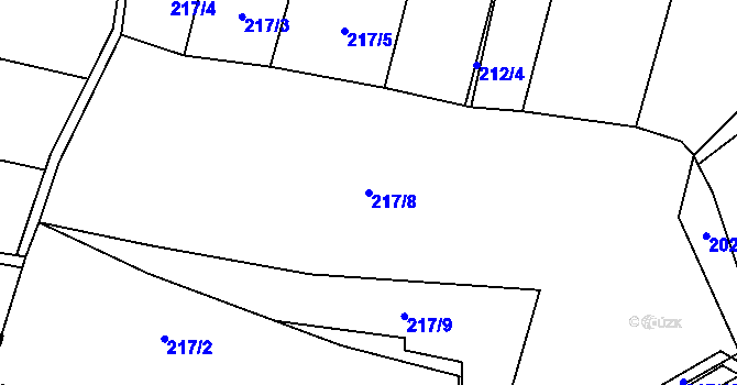Parcela st. 217/8 v KÚ Lukohořany, Katastrální mapa