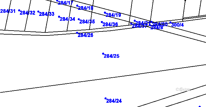 Parcela st. 284/25 v KÚ Lukohořany, Katastrální mapa