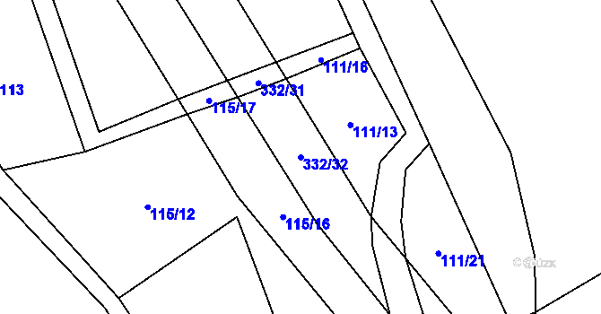 Parcela st. 332/32 v KÚ Lukohořany, Katastrální mapa