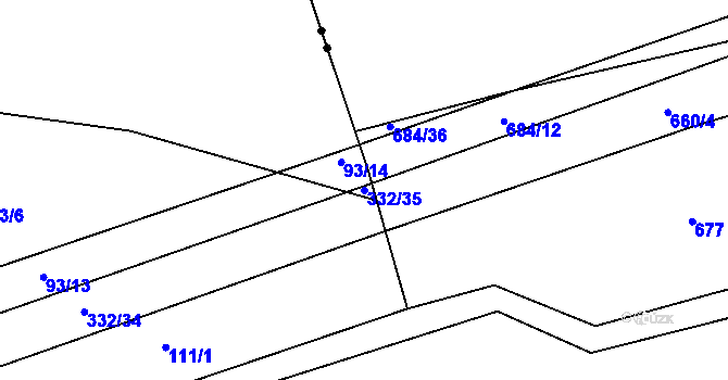 Parcela st. 332/35 v KÚ Lukohořany, Katastrální mapa