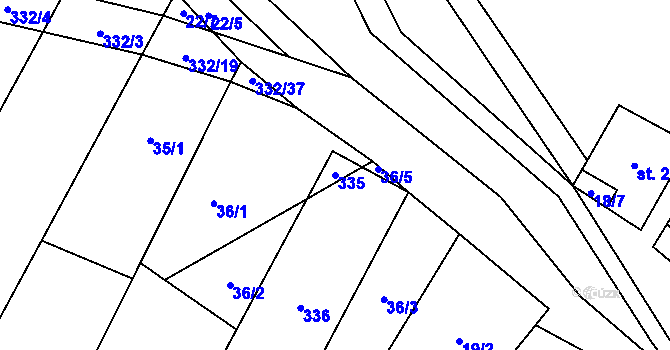 Parcela st. 335 v KÚ Lukohořany, Katastrální mapa